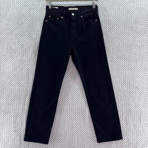 Levis Jeans Womens 26 Black Wedgie Straight High Rise Button Fly 5 Pockets - Picture 1 of 16